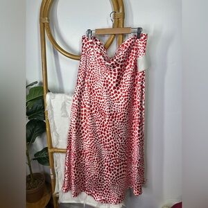 Rachel Zoe Heart Printed Maxi Satin Skirt sz XL
